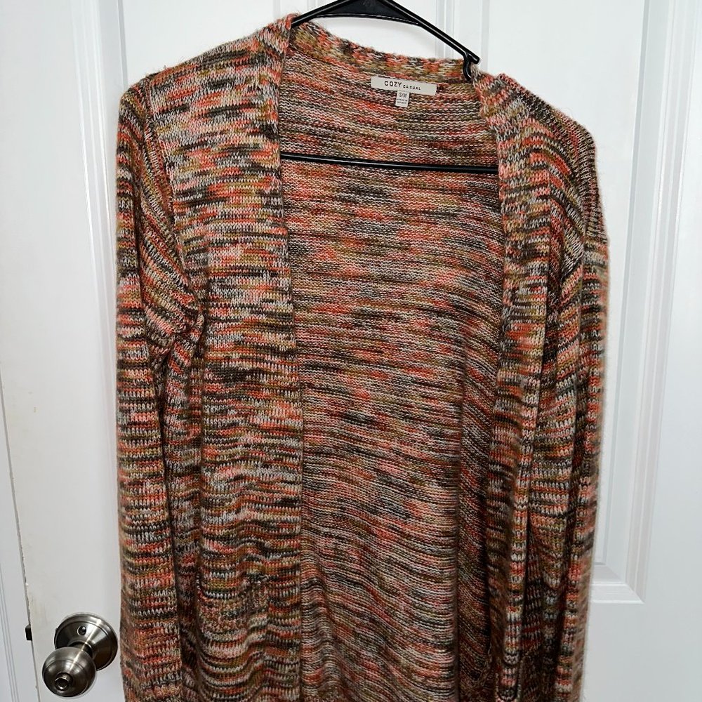 Multi Color Fall Vibes Knit Cardigan - Comfy Wool Texture - S/M